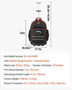 Rulltööriistakott, 49,9 kg, 5,08 cm — pilt 7