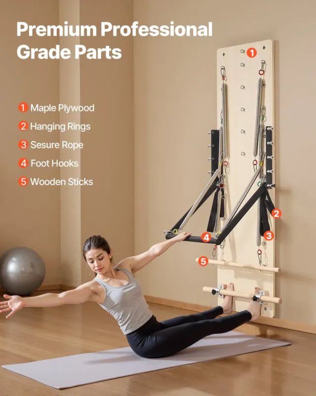 Seinale kinnitatav pilatese reformermasin, 620 mm, 61,0 cm