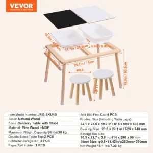 Sensoorse laua ja toolide komplekt, 81,5 x 59,9 x 50,5 cm, 29,9 kg — pilt 7