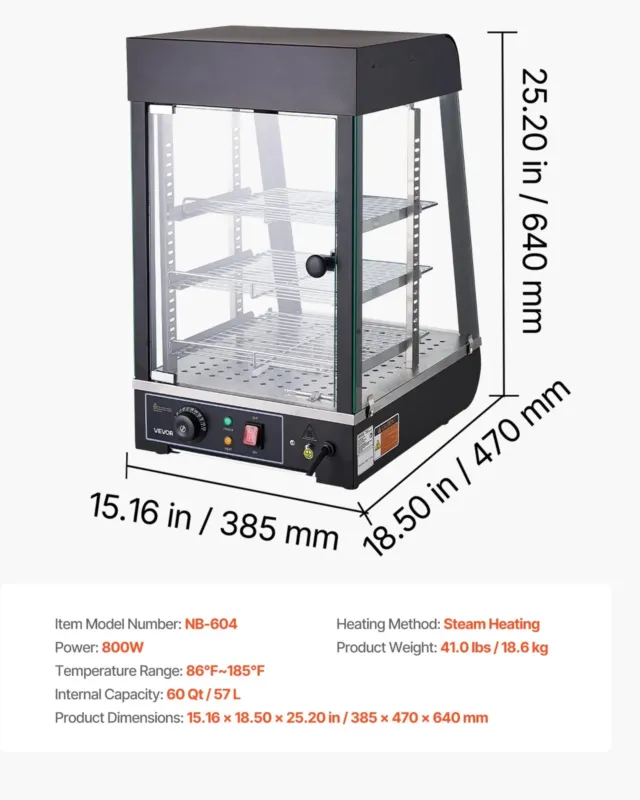 Soe vitriin 3 tasandit, 800 W, 57 L