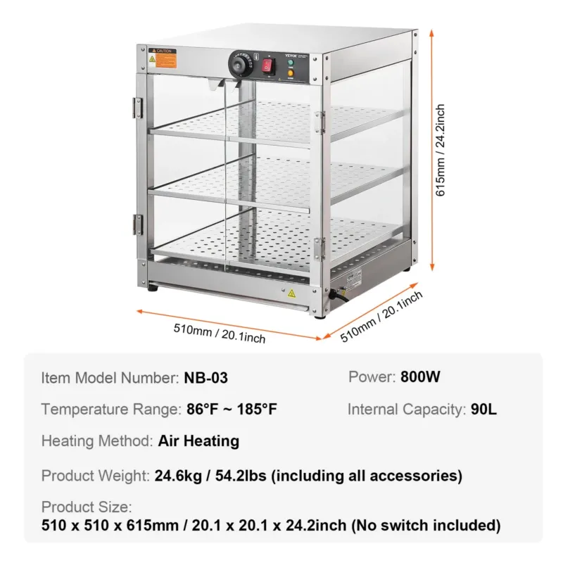 Soe vitriin 3 tasandit, 800 W