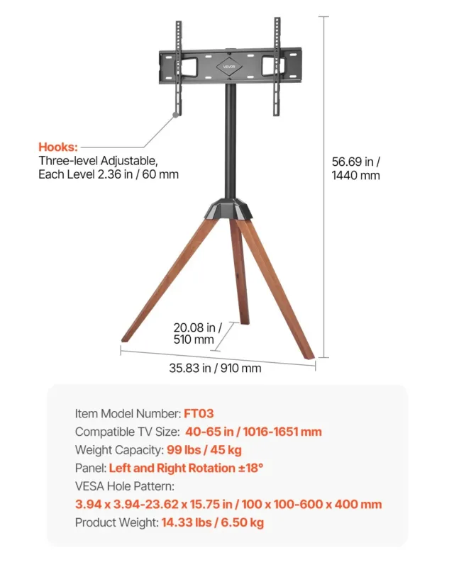 Statiiviga telerialus, 165 cm, 44,9 kg