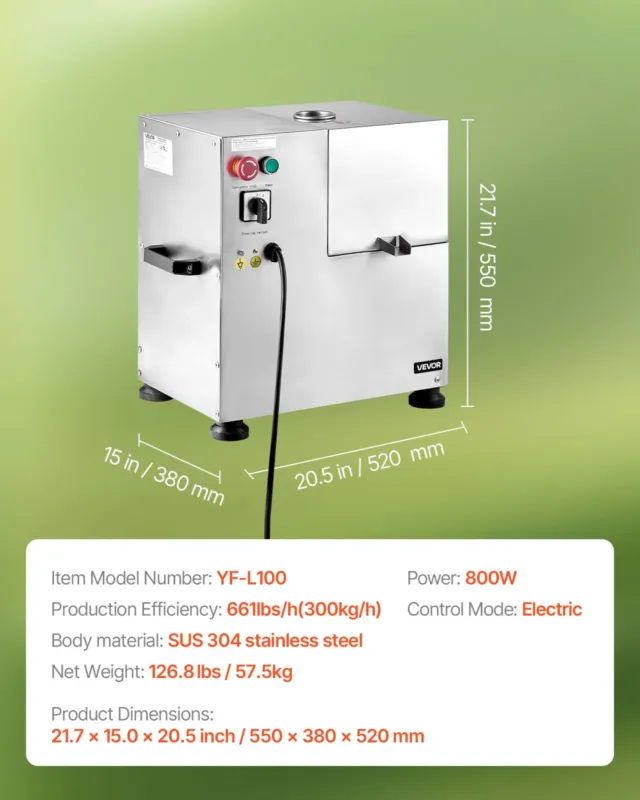 Suhkruroomahla press 800 W, 300 kg/h
