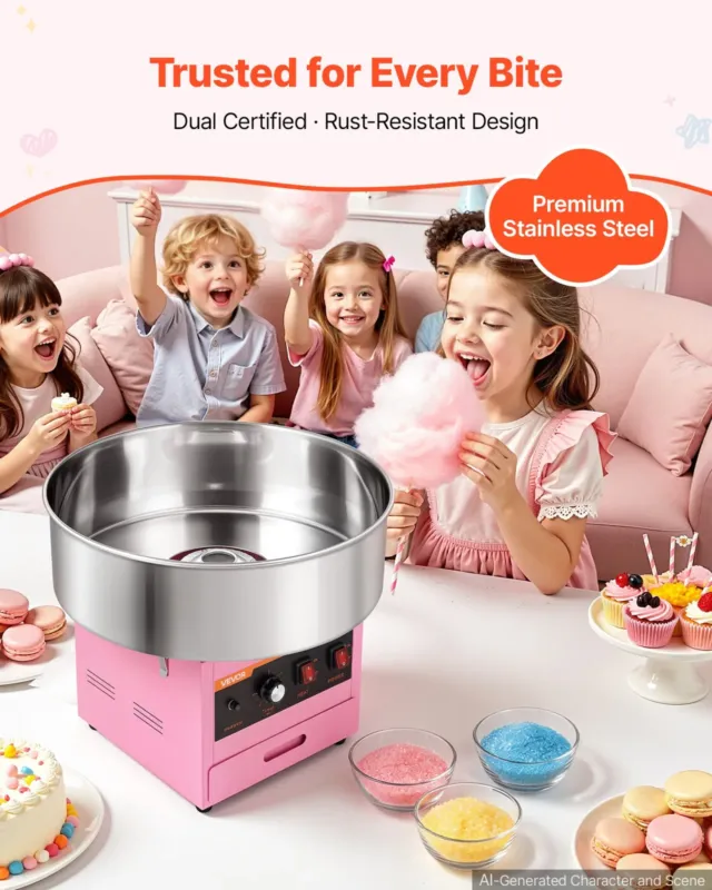 Suhkruvatimasin 1000 W, roosa