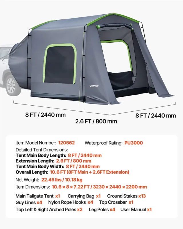 Suur maasturitelk 5–9 inimesele, 3,23 x 2,44 m, 3000 mm