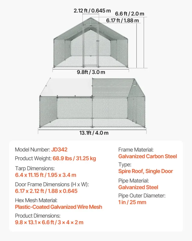 Suur metallist kanakuudi, 3 x 4 x 2 m, 2,54 cm