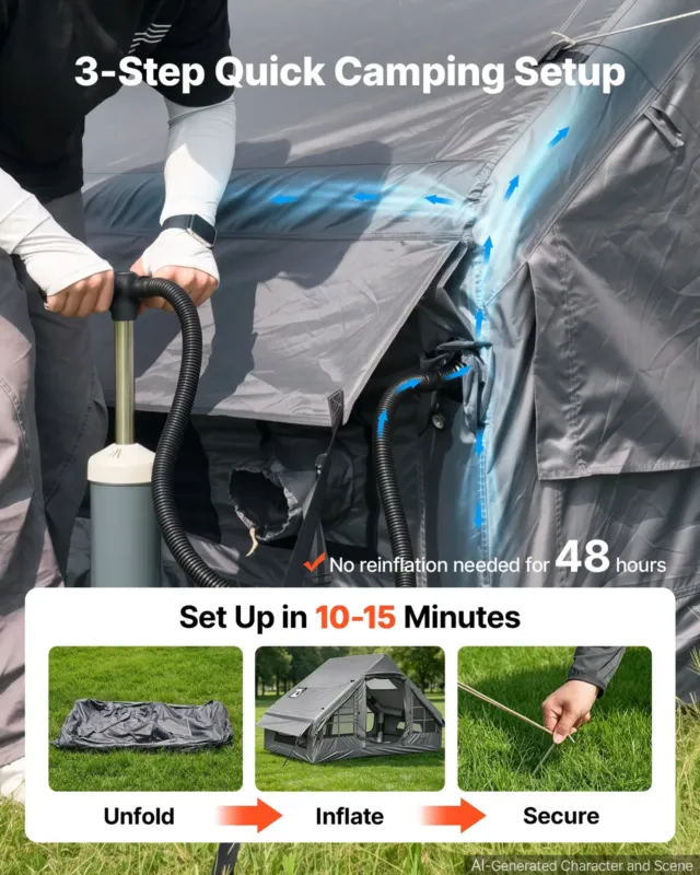 Täispuhutav telk 2-4 inimesele, 3 x 2 m, 17,30 kg
