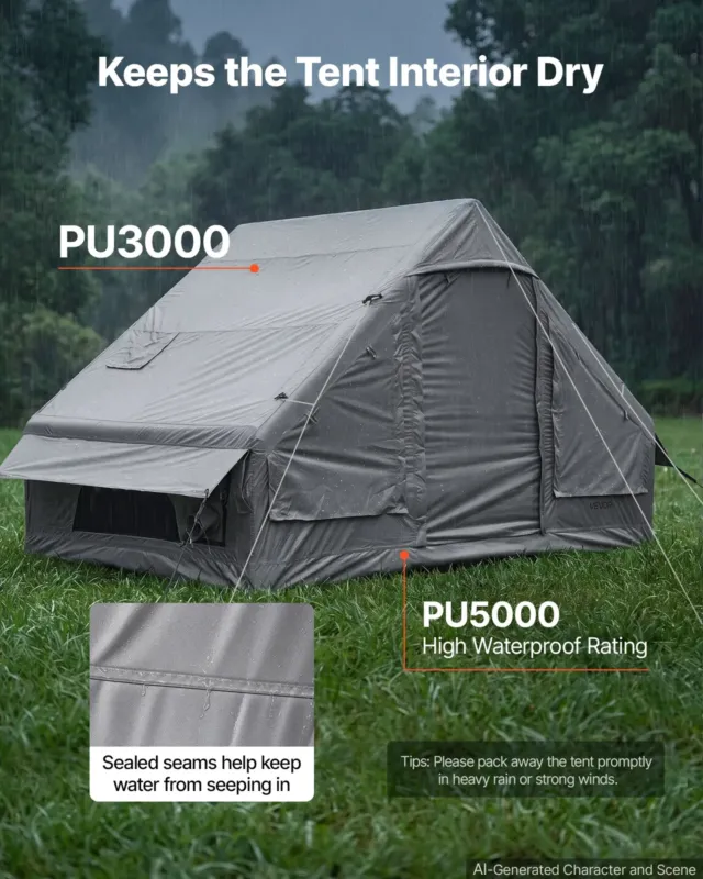 Täispuhutav telk 2-4 inimesele, 3 x 2 m, 17,30 kg