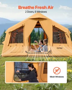 Täispuhutavad telgid telkimiseks, 2 uksega, 4,8 x 3,6 x 2,2 m — pilt 6