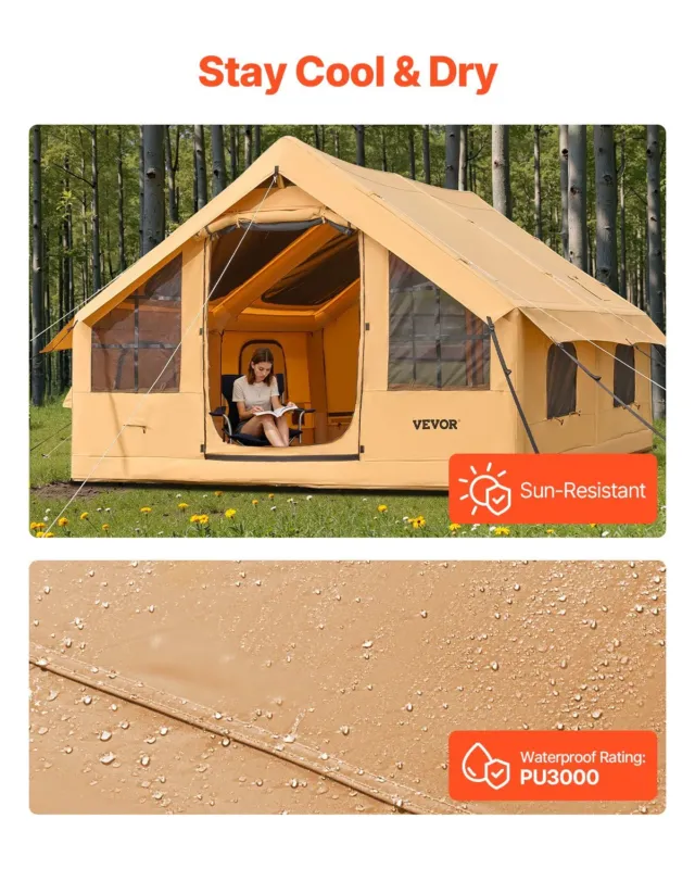 Täispuhutavad telgid telkimiseks, 2 uksega, 4 x 3 x 2,2 m