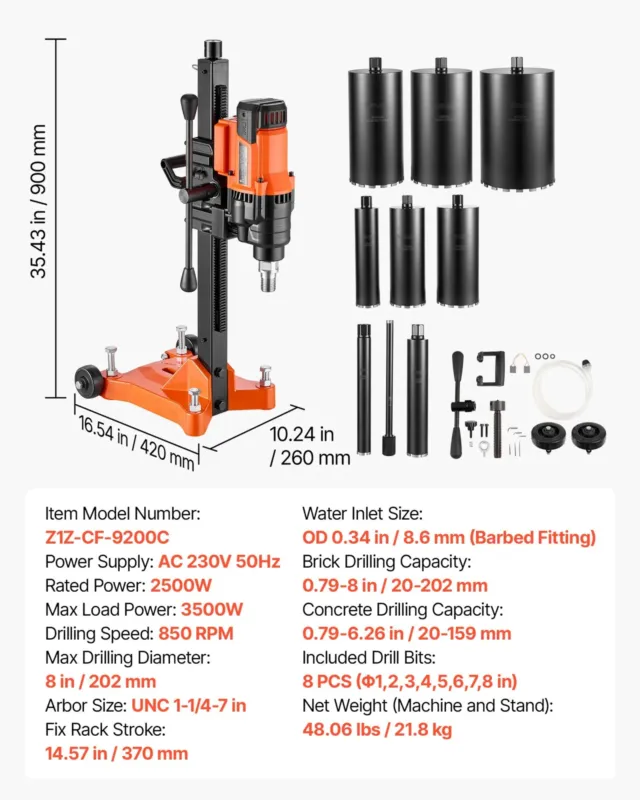 Teemantsüdamikpuurmasin, 202 mm, 2500 W