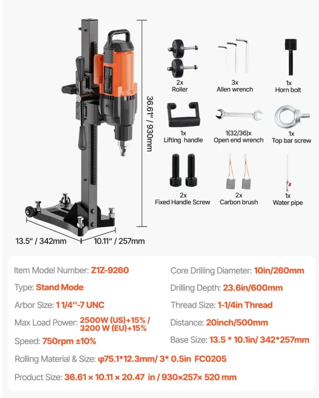 Teemantsüdamikpuurmasin betoonsüdamikpuurplatvormi rattad 3200W 750RPM