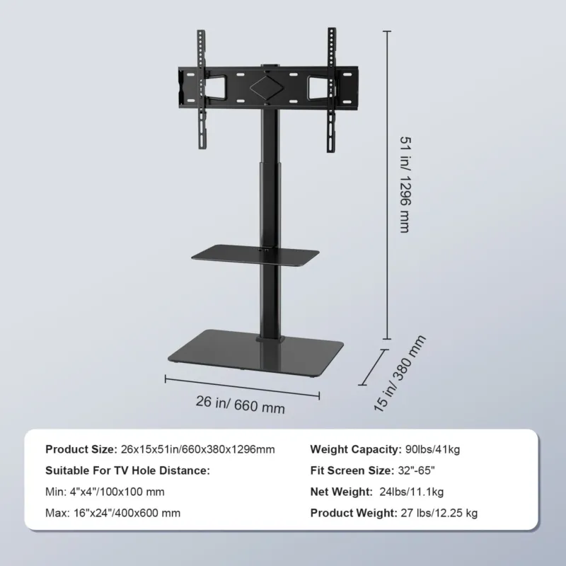 Telerialuse kinnitus, 165 cm, 40,8 kg