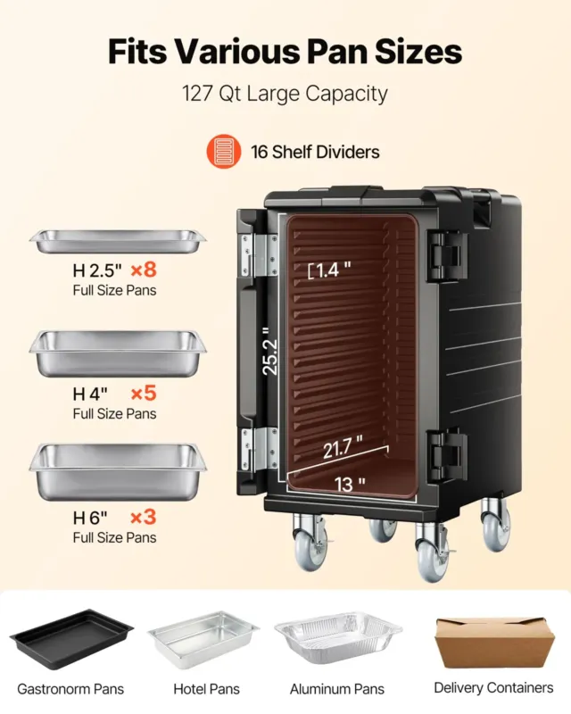 Termokast toidu transpordiks 120 L, must