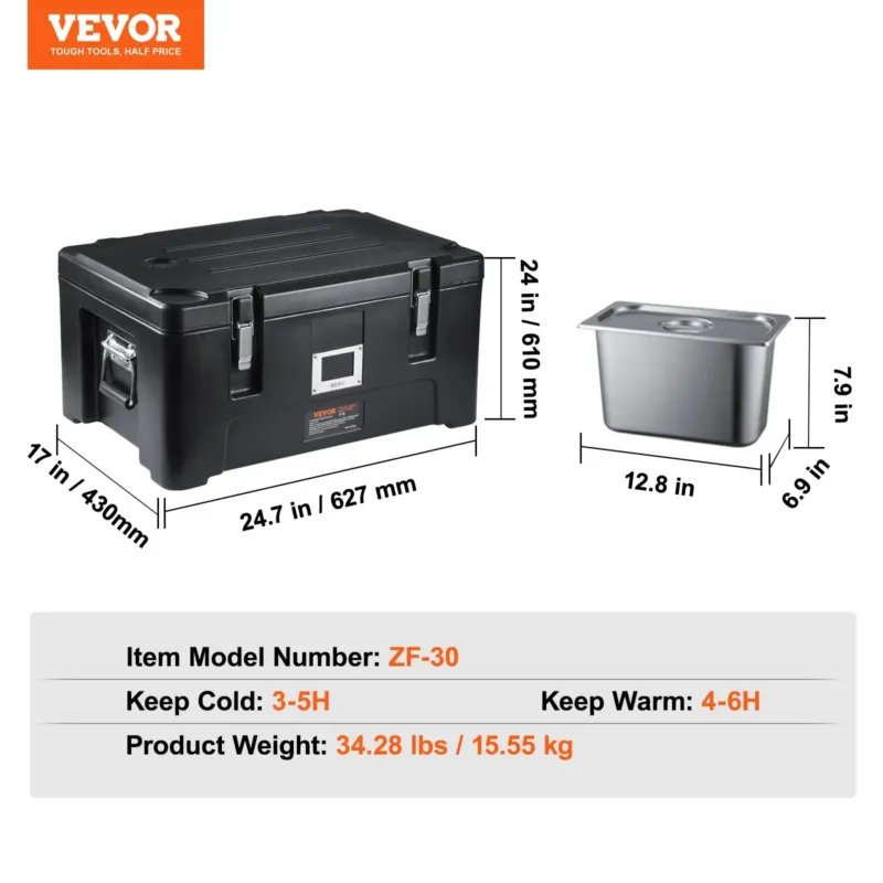 Termokast toidu transpordiks 34,1 L, must
