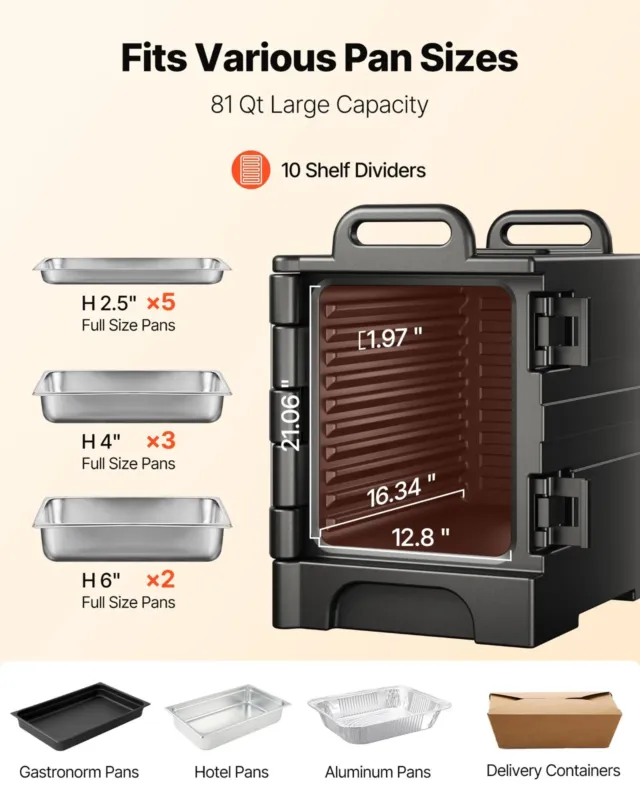 Termokast toidu transpordiks 76,7 L, must
