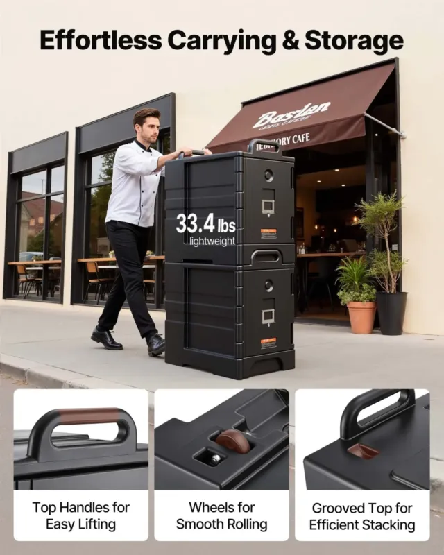 Termokast toidu transpordiks 76,7 L, must