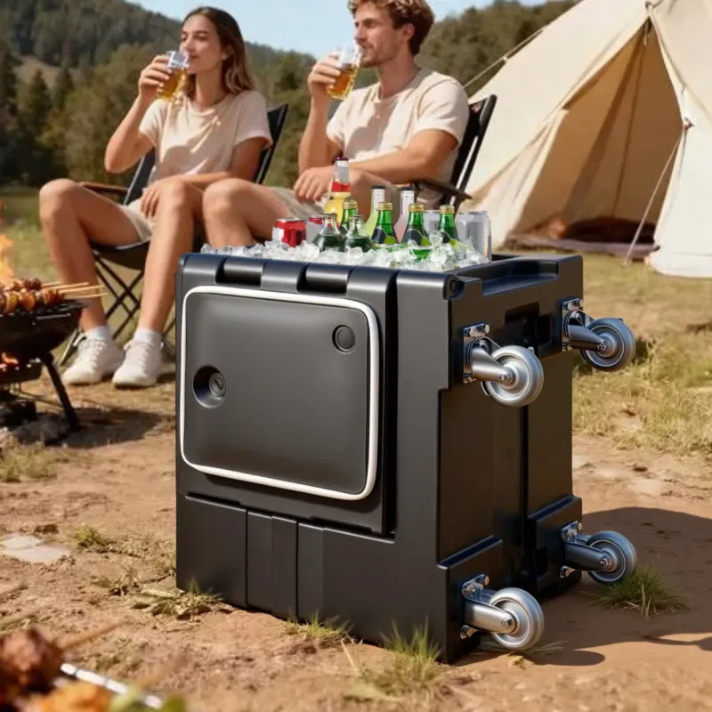 Termokast toidu transpordiks 76,7 L, must, suur ratas