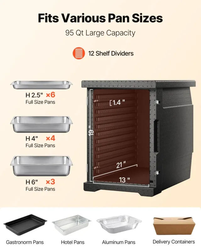 Termokast toidu transpordiks 77,6 L, must