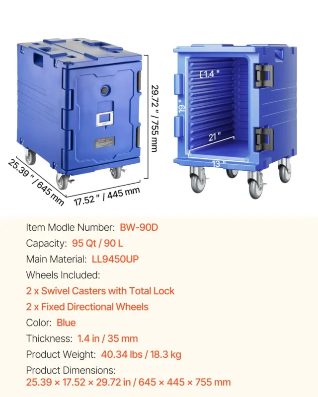 Termokast toidu transpordiks 77,6 L, sinine