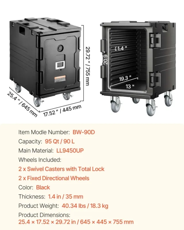 Termokast toidu transpordiks 89,9 L, must