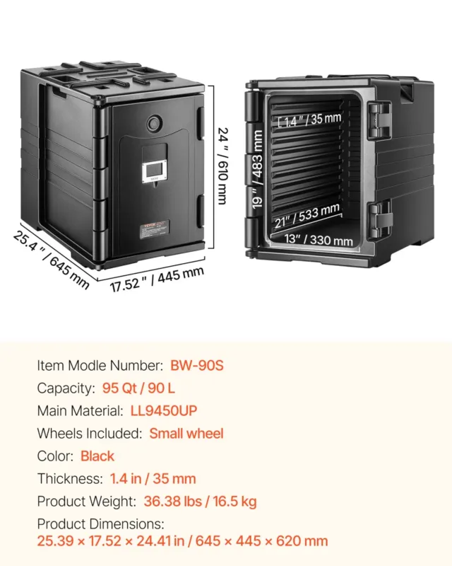 Termokast toidu transpordiks 90 L, must