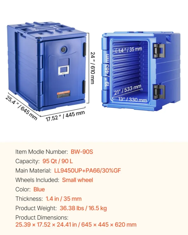 Termokast toidu transpordiks 90 L, sinine