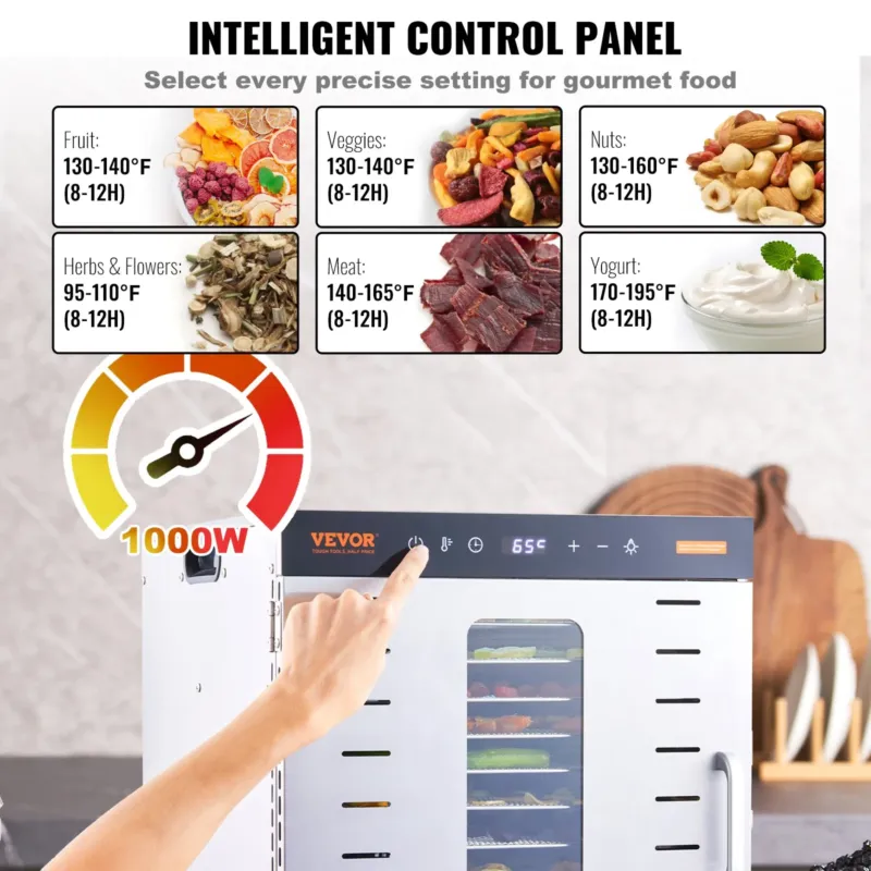 Toidukuivati 10 restiga, 1000 W