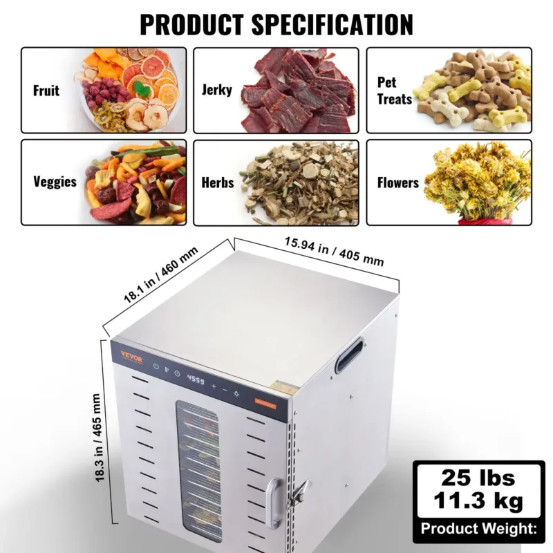 Toidukuivati 10 restiga, 1000 W