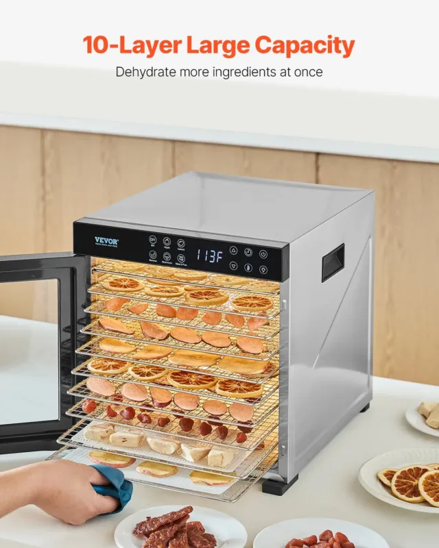 Toidukuivati 10 restiga, 1000 W, roostevaba teras