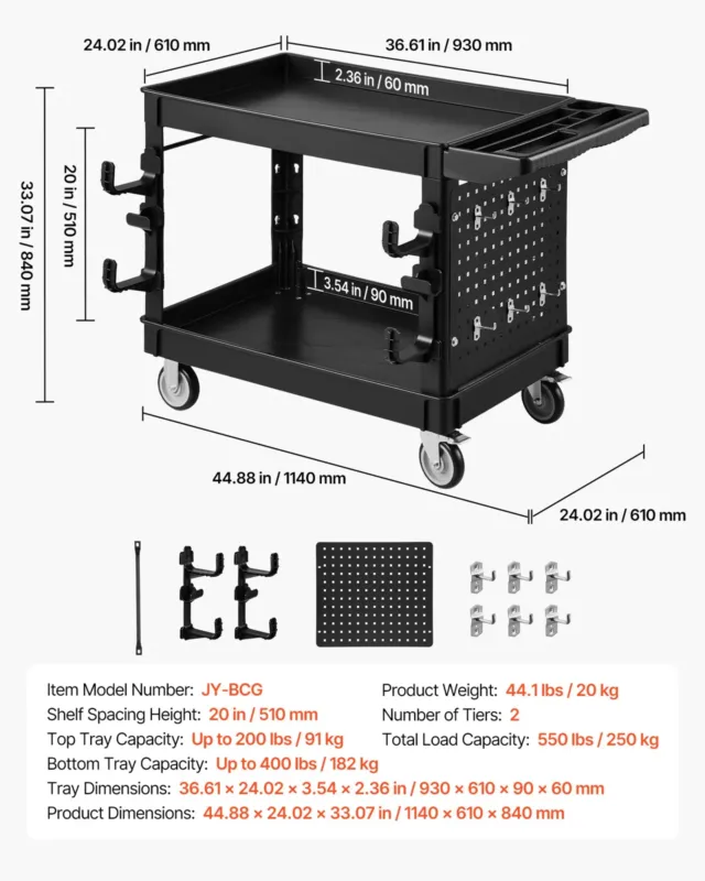 Tööriistakäru, 250 kg, 2 tasandit