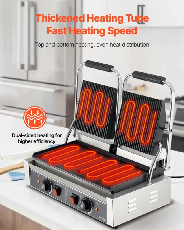 Topelt paninigrill 3600 W, plaat 48 x 23 cm