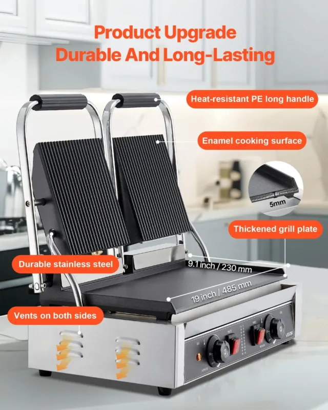 Topelt paninigrill 3600 W, plaat 48 x 23 cm