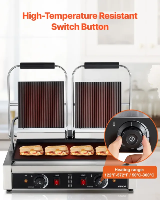 Topelt paninigrill 3600 W, plaat 48 x 23 cm