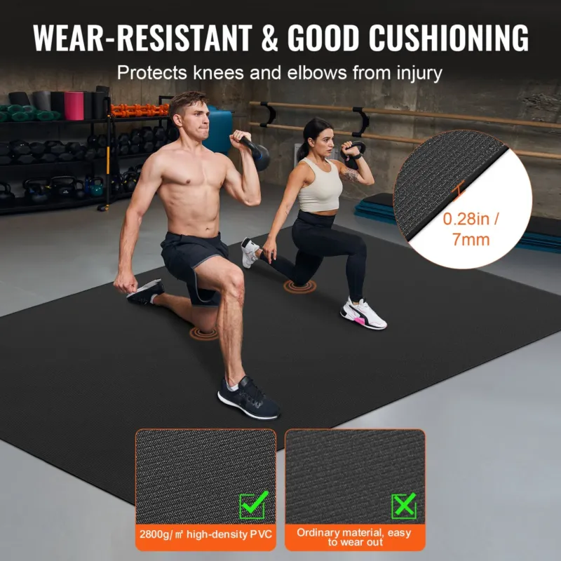 Treeningmatt libisemiskindel joogamatt jõusaali fitness pilate, 2,4 x 1,5 m, 2800 g