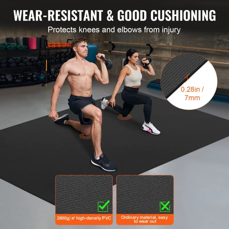 Treeningmatt libisemiskindel joogamatt jõusaali fitness pilate, 2,4 x 1,8 m, 2800 g