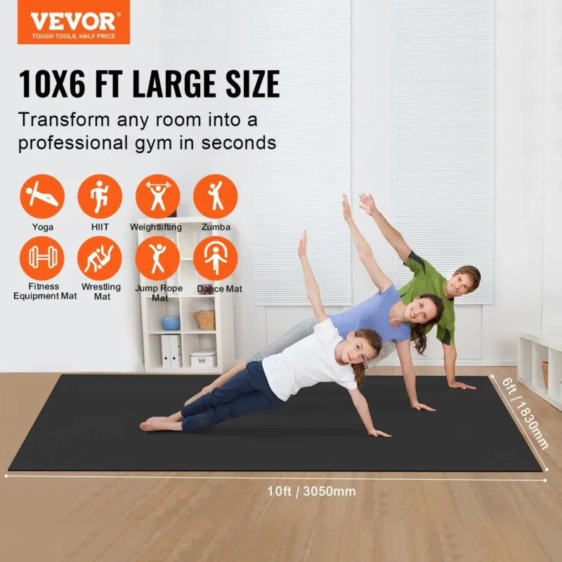 Treeningmatt libisemiskindel joogamatt jõusaali fitness pilate, 3 x 1,8 m, 2800 g
