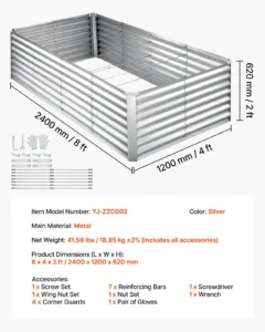 Tsingitud kõrgpeenar, 2400 x 1200 x 620 mm, 2,44 x 1,22 x 0,61 m — pilt 7