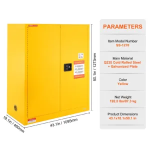 Tuleohtlike ainete ohutuskapp, 128,7 L, 1095 x 460 x 1273 mm — pilt 3