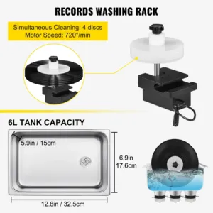 Ultrasonic Vinyl Record Cleaner 6L 40kHz Vinyl Ultrasonic Cleaning Machine Knob Control — pilt 6