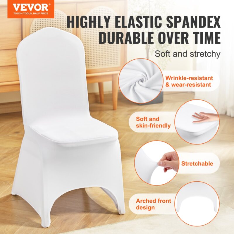 VEVOR Venivast spandexist kokkupandavad toolikatted, 100 tk, valge, 45 kg