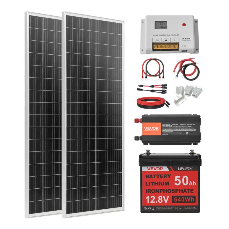 VVEVOR 200W 12V Complete Solar Power Kit, 200 W, 2 tk