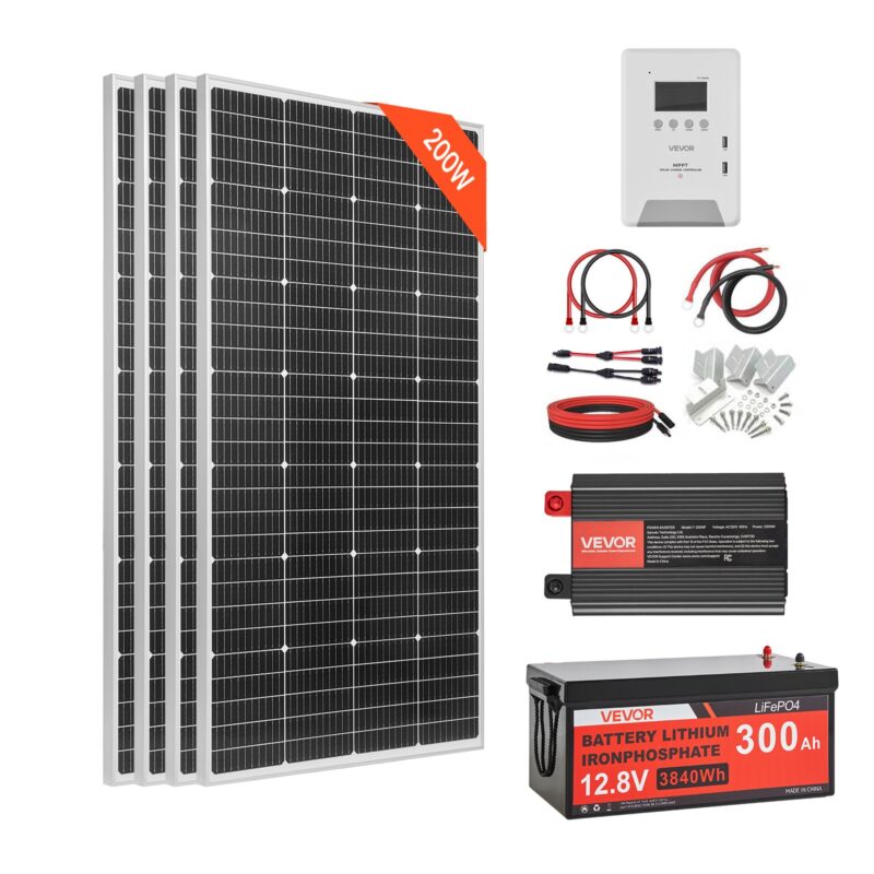800W 12V Complete Solar Power Kit, 800 W