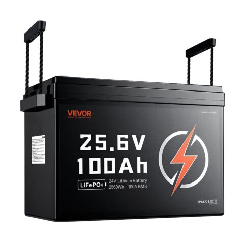 24V 100Ah LiFePO4 Lithium Battery 4000+ Cycles Built-in 100A BMS, 180 L