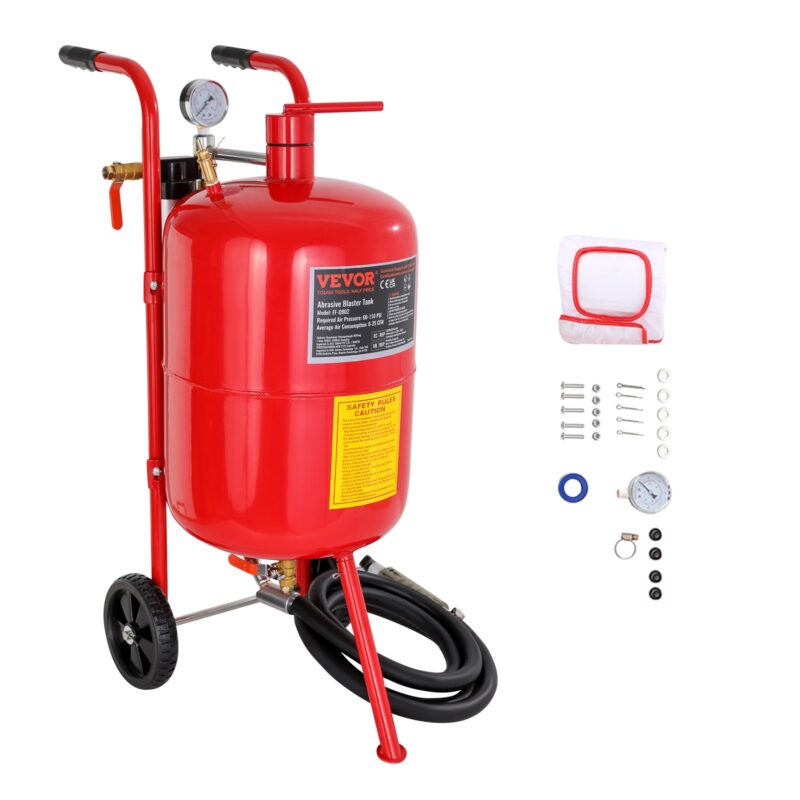 40L Sandblaster Equipped with Nozzle Shut-Off Valve Pressure Gauge Ceramic Nozzle 2.5m