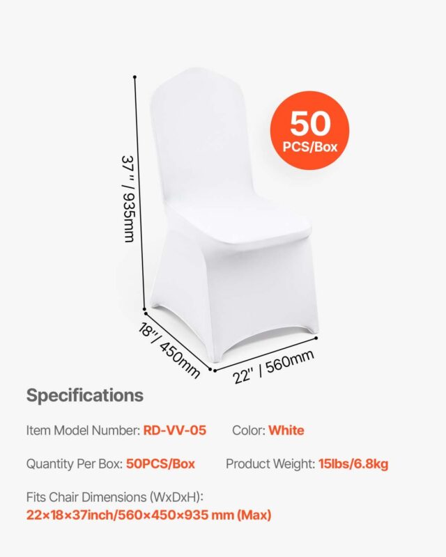 VEVOR Venivast spandexist kokkupandavad toolikatted, 50 tk, valge, 6,8 kg