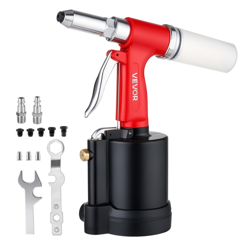 Pneumatic Rivet Gun Kit with 2.4mm 3.2mm 4.0mm 4.8mm 6.4mm Nosepieces, 2,4 mm, 1780 kg