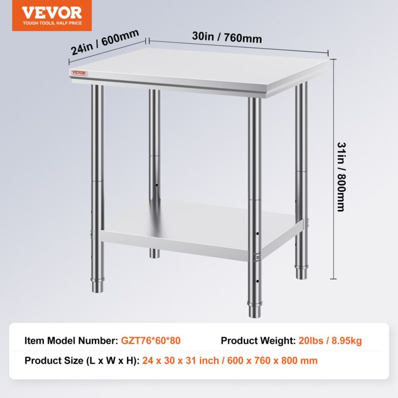 Roostevabast terasest ettevalmistuslaud, 318 kg, 61,0 x 76,2 x 78,7 cm
