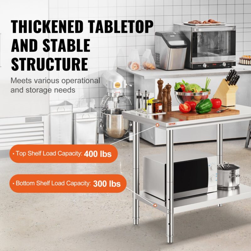 Roostevabast terasest ettevalmistuslaud, 318 kg, 900 x 600 x 800 mm