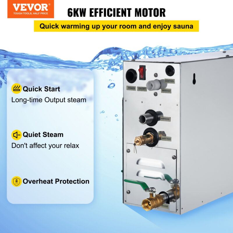 6KW saunaaurutus LED-digitaalse ekraaniga aurusaunageneraatoriga 6KW aurusaunageneraator